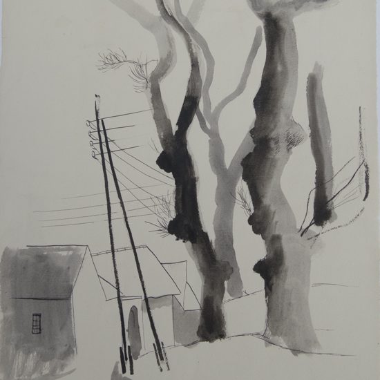 Dessin Roger Excoffon - paysage de Beauce - vers 1946